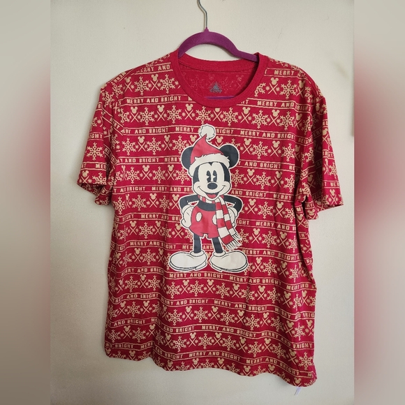 Mickey Mouse Christmas Shirt Merry And Bright Large - Picture 1 of 6